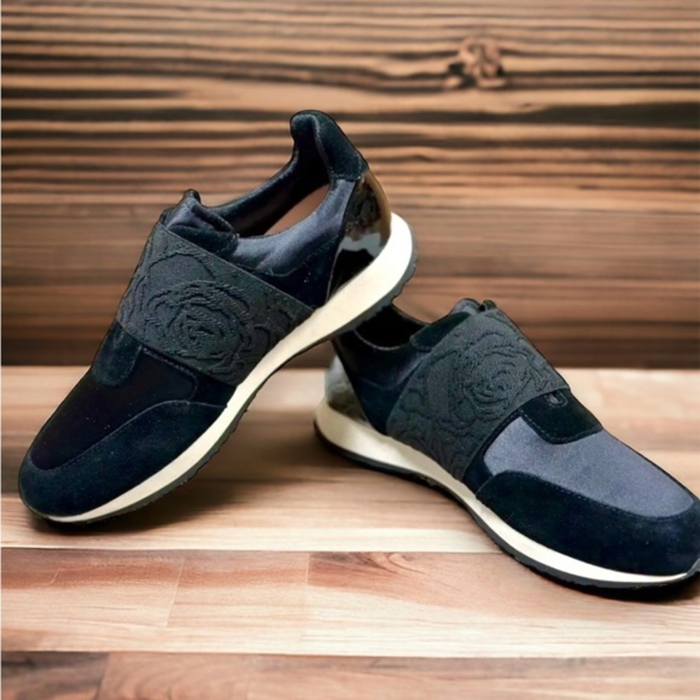 TARYN ROSE - Women's Black Carson Suede/Satin Slip-On Comfy Sneakers Size 8